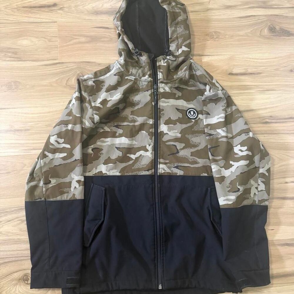 Y2K Neff camo snowboard jacket warm full zip hoodie size baggy medium